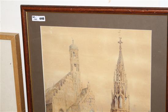 Manner of Samuel Prout, watercolour, View of Nuremberg, 68 x 47cm